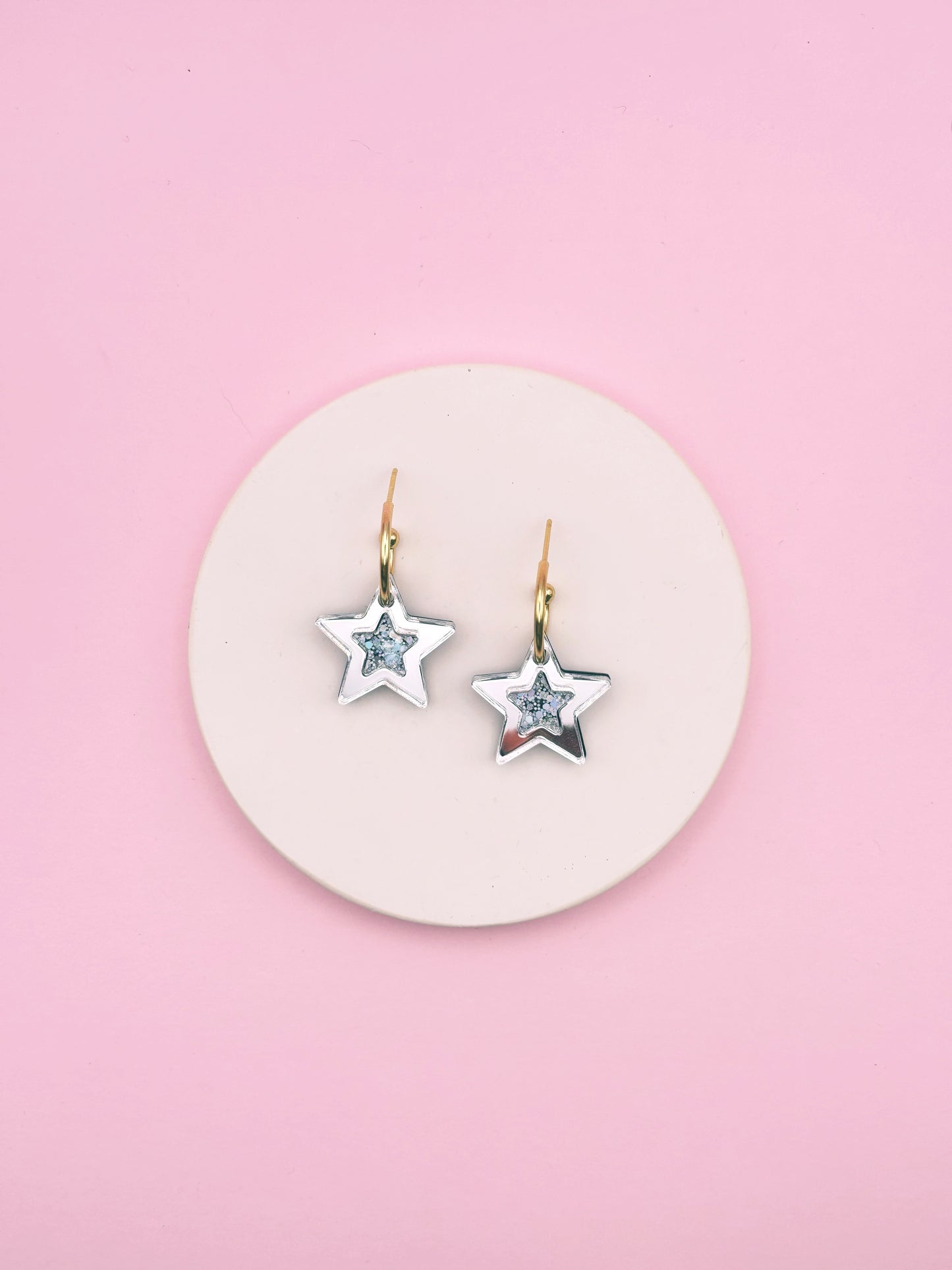 Boucles d'Oreilles Créoles Étoiles Scintillantes