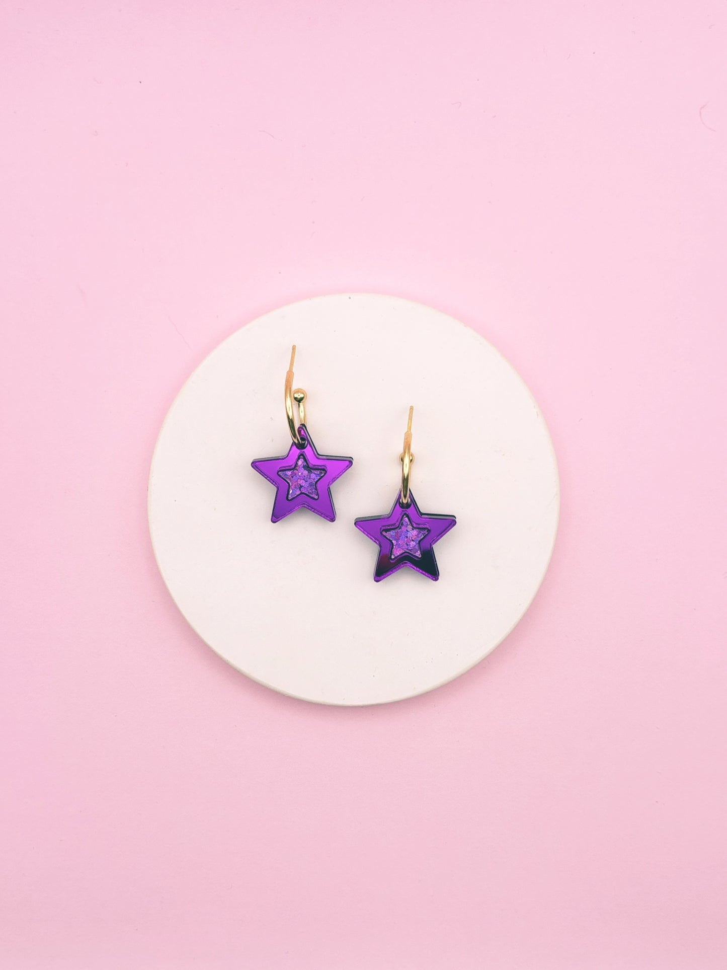 Boucles d'Oreilles Créoles Étoiles Scintillantes