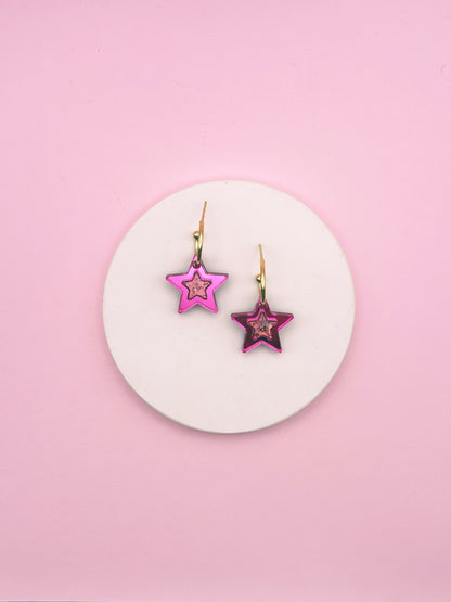 Boucles d'Oreilles Créoles Étoiles Scintillantes