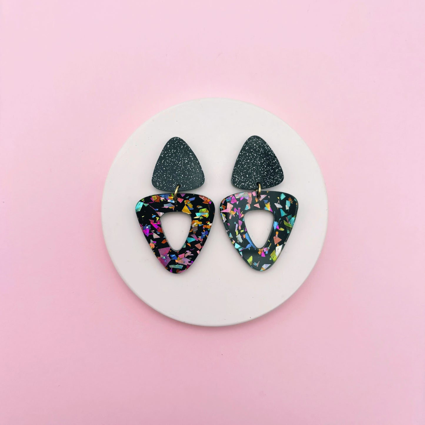 Boucles d'oreilles Gisèle - Noir / Terrazzo Paillettes