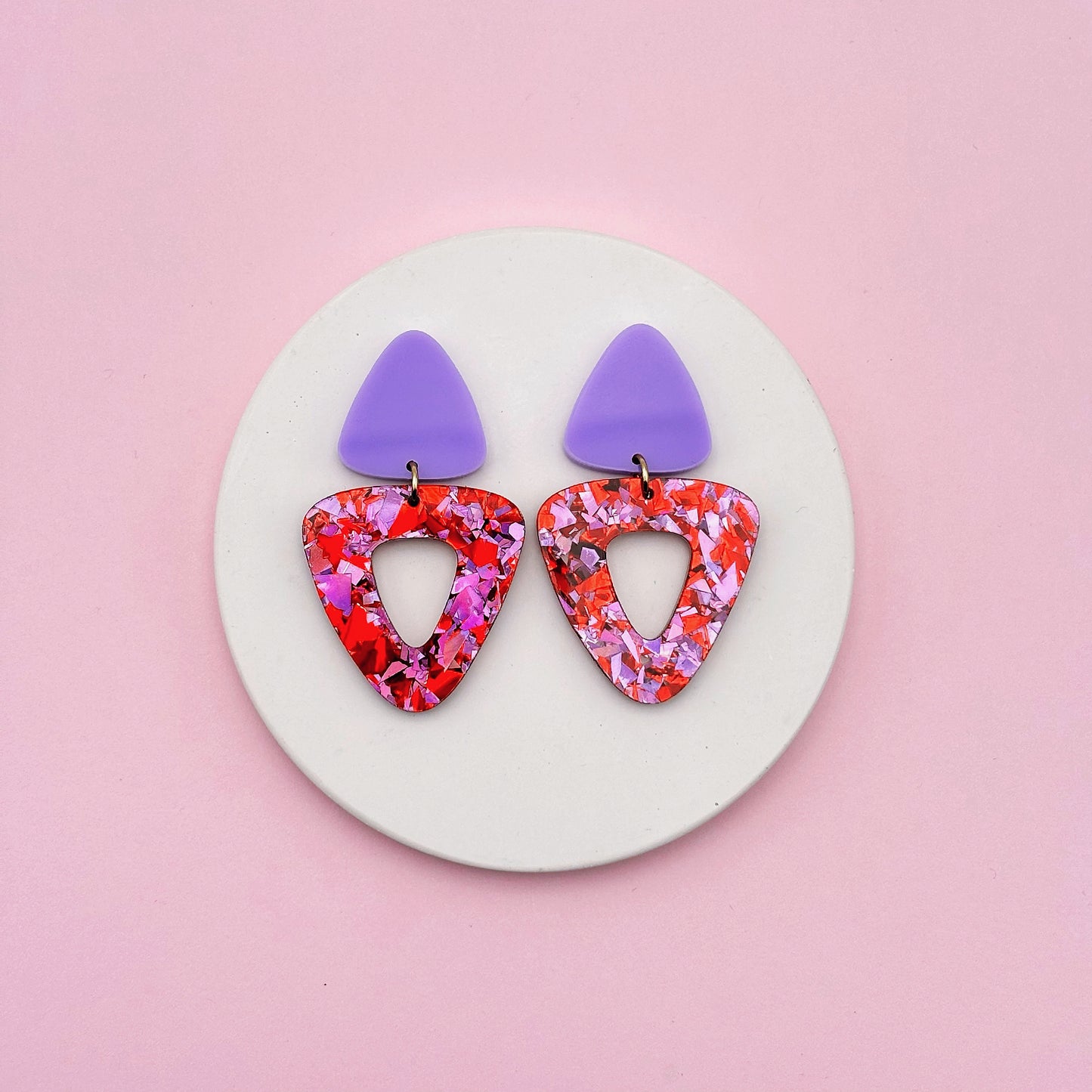 Boucles d'oreilles Gisèle - Violet / Paillettes