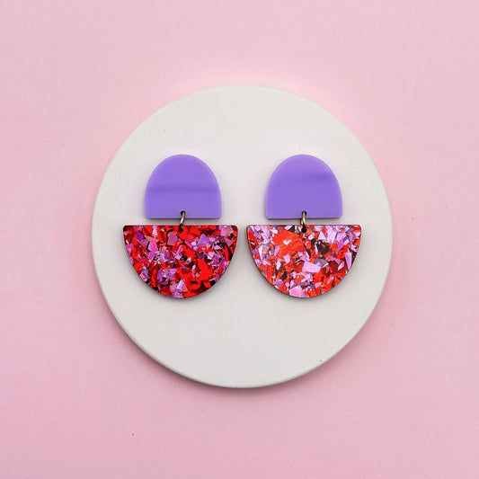 Boucles d'oreilles Odette - Violet / Paillettes