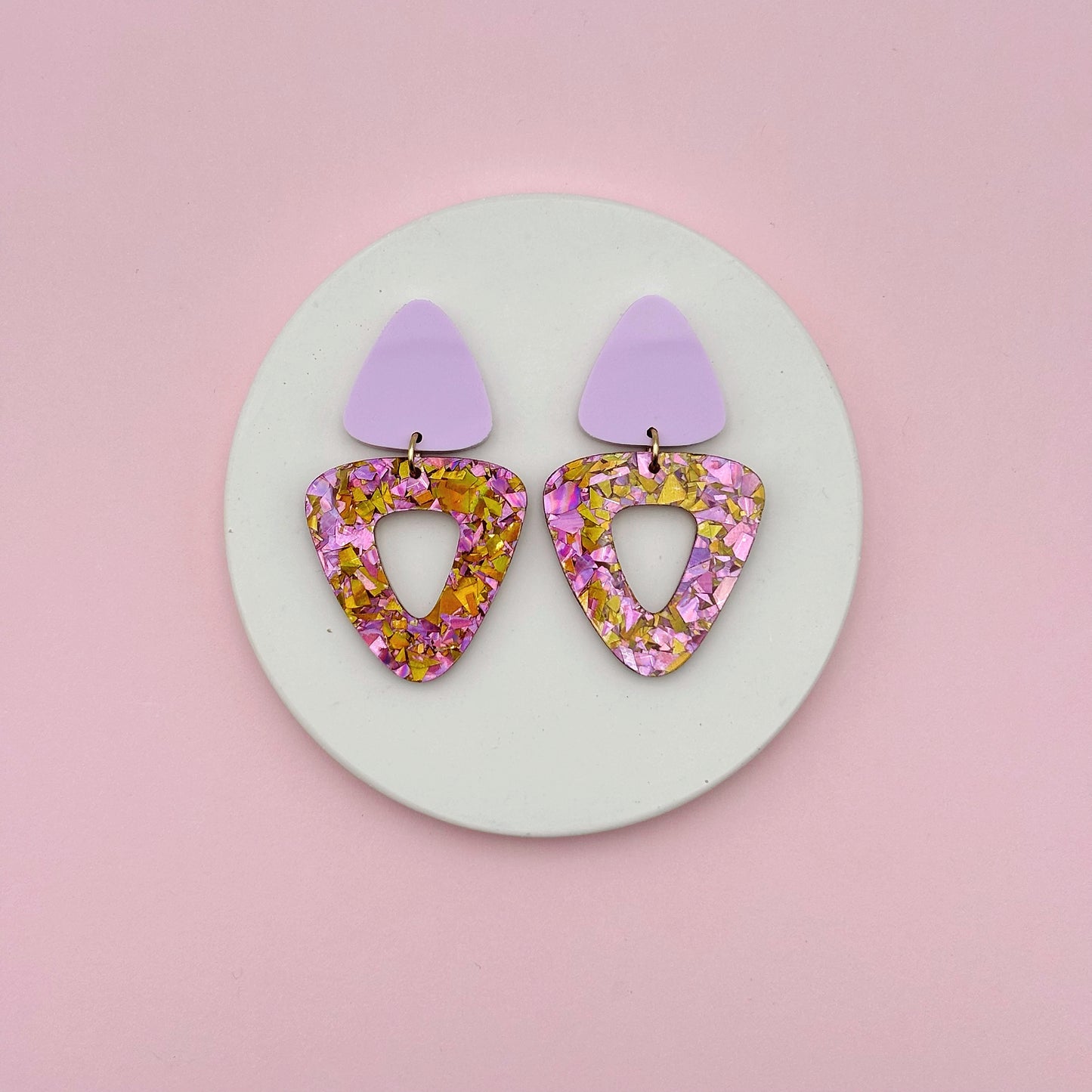 Boucles d'oreilles Gisèle - Parme / Paillettes