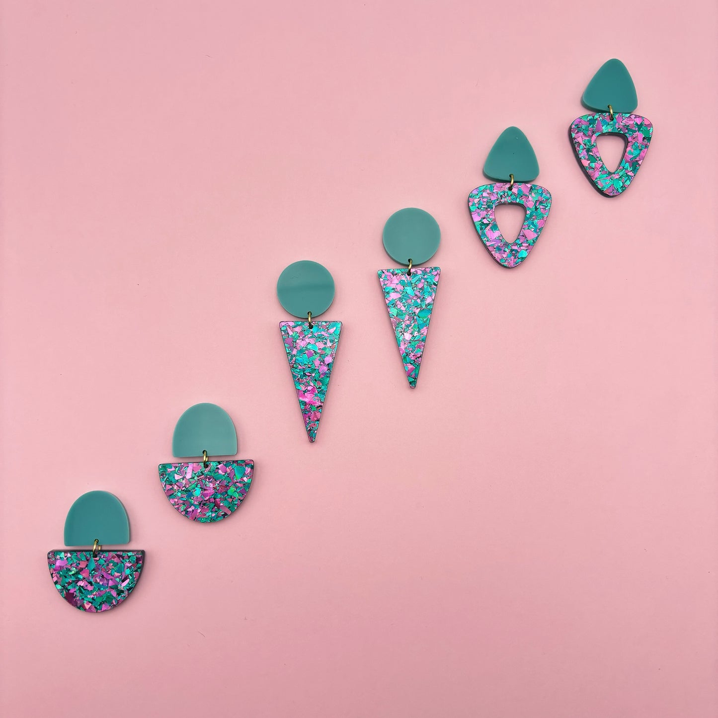 Boucles d'oreilles Gisèle - Vert / Paillettes