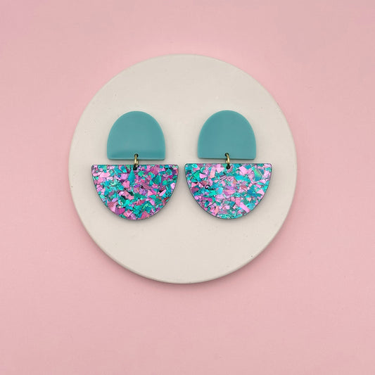 Boucles d'oreilles Odette - Vert / Paillettes