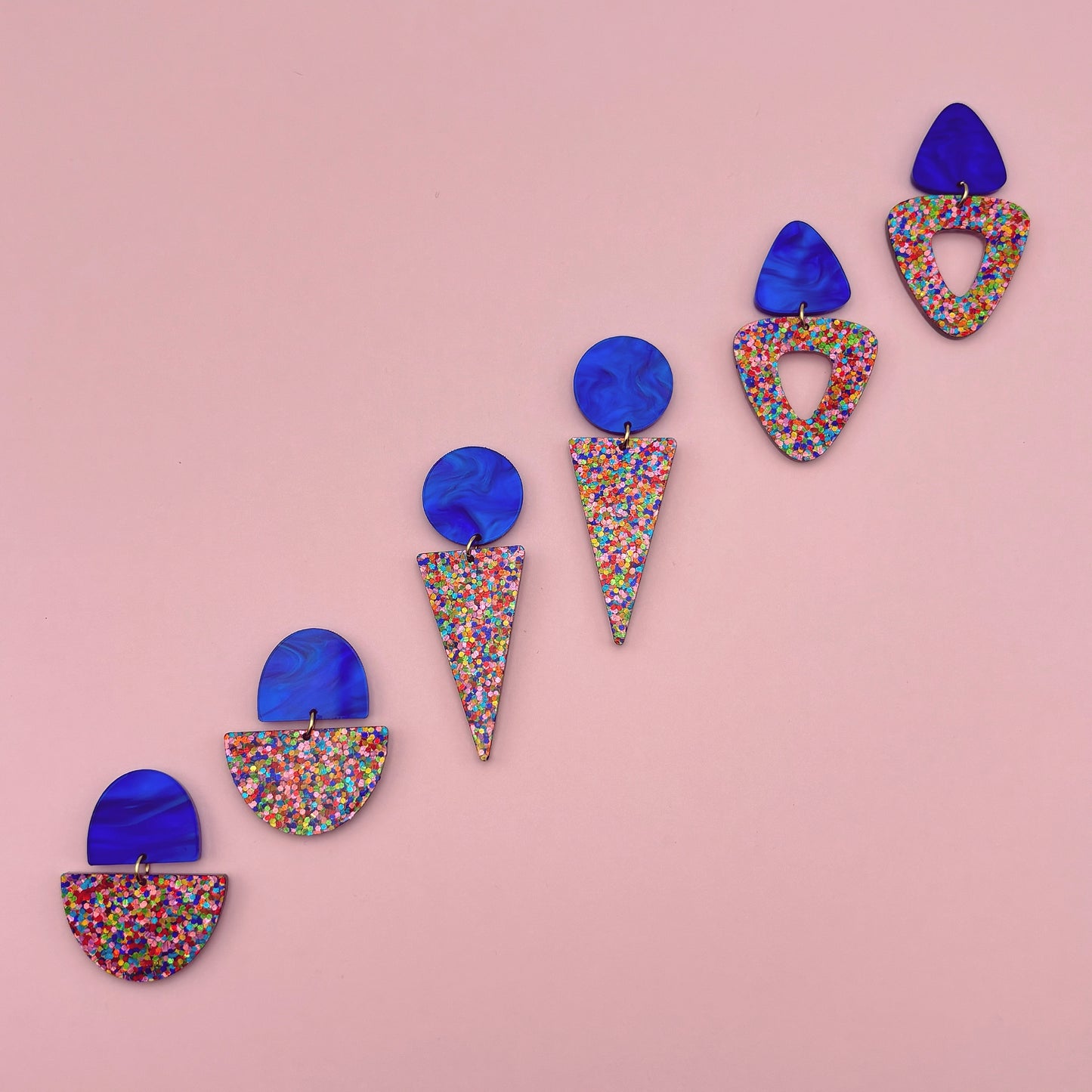 Boucles d'oreilles Joséphine - Bleu / Confettis