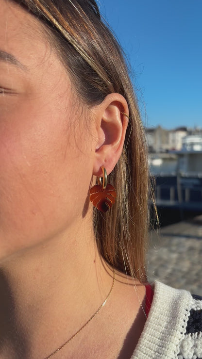 Boucles d'Oreilles Créoles Monstera