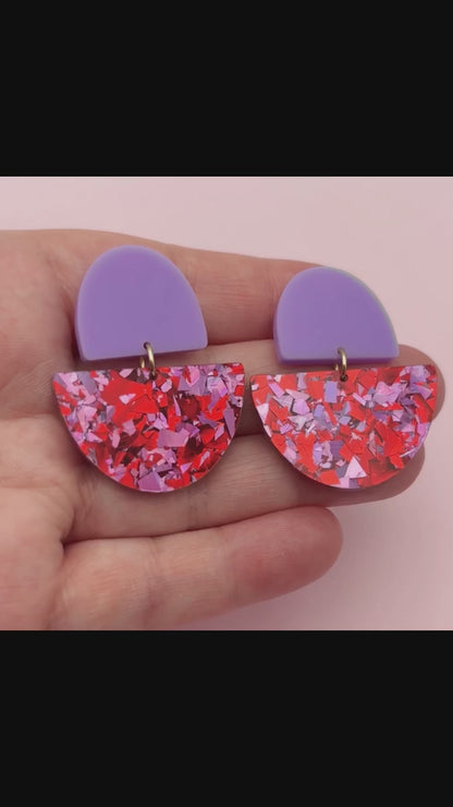 Boucles d'oreilles Odette - Violet / Paillettes
