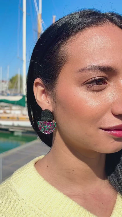 Boucles d'oreilles Odette - Magenta / Confettis