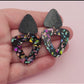 Boucles d'oreilles Gisèle - Noir / Terrazzo Paillettes